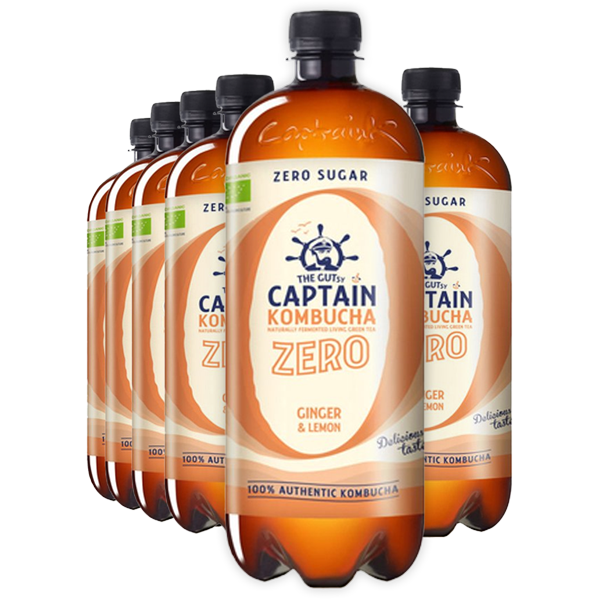 6st The Gutsy Captain Kombucha Zero Ginger Lemon 1l