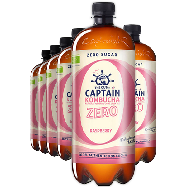 6st The Gutsy Captain Kombucha Zero Raspberry 1l