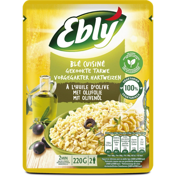 Ebly Gekookte Tarwe Met Olijfolie 220g