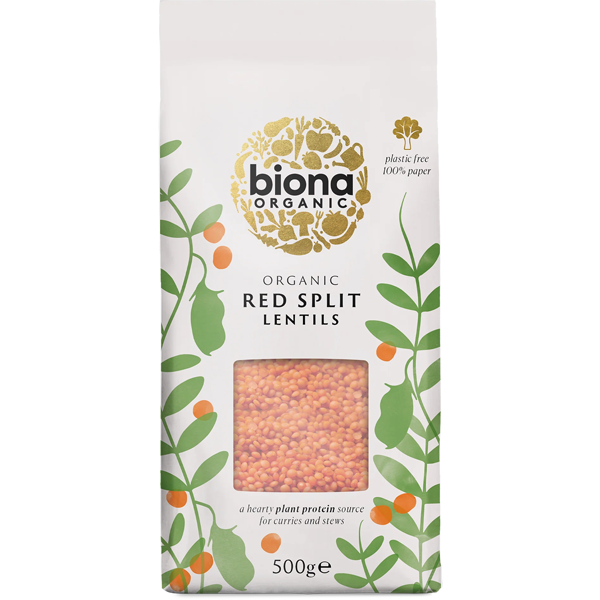 Biona Organic Red Split Lentils 500g