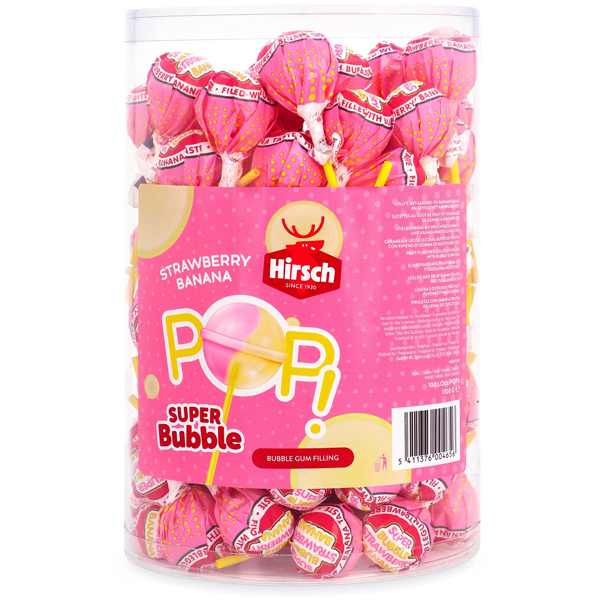 Hirsch Super Bubble Lolly Strawberry Banana 1.7kg