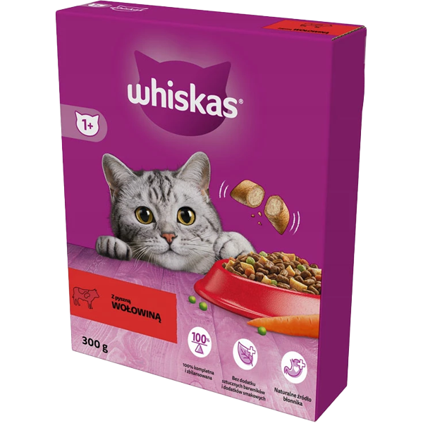 Whiskas Adult 1+ Rundvlees Droog Kattenvoer 300g