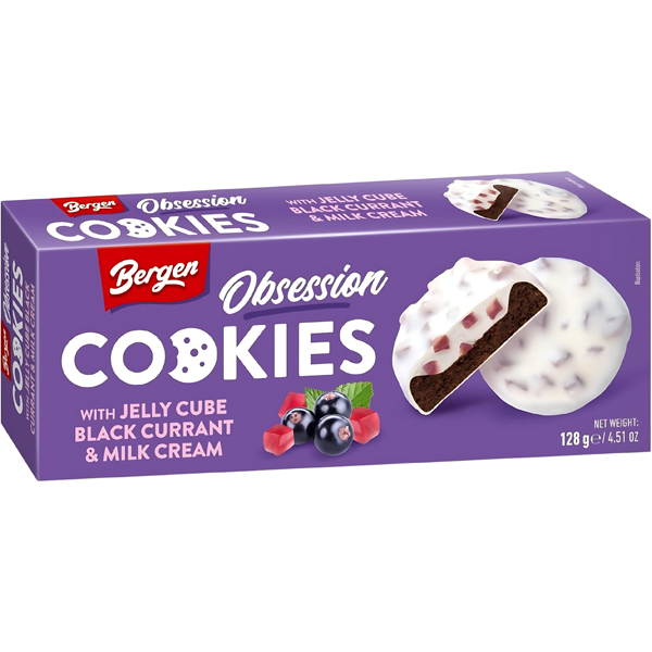 Bergen Obsession Koekjes met Gelei, Zwarte Bes en Room 128g