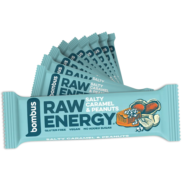20st Bombus Raw Energy Zoute Karamel & Pinda's Reep 50g