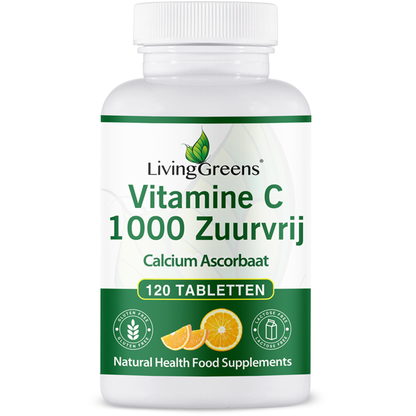 Livinggreens Vitamine C 1000 Zuurvrij Calcium Ascorbaat 120 Tabbletten