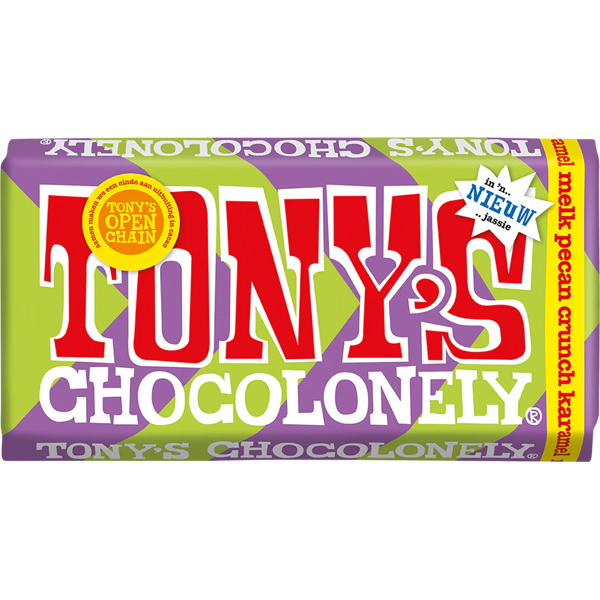 Tony's Chocolonely Melk Pecan Crunch Karamel 180g