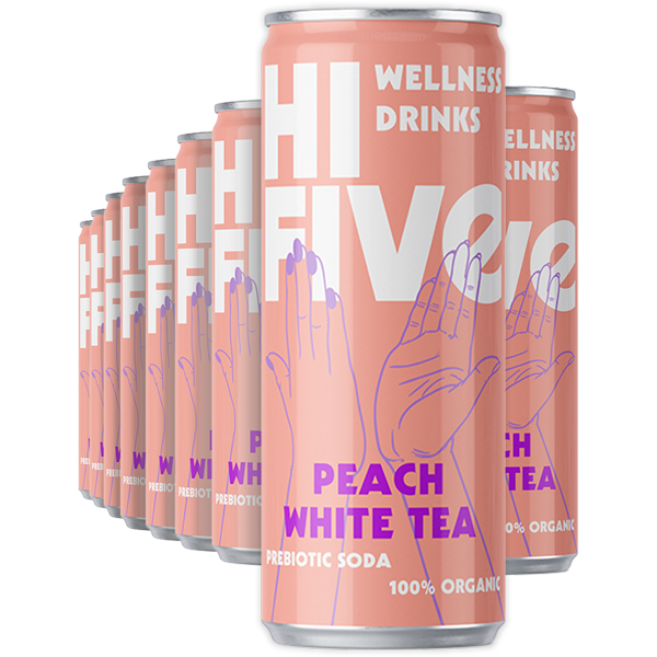 12st Hi-Five Peach White Tea Prebiotic Soda 250ml