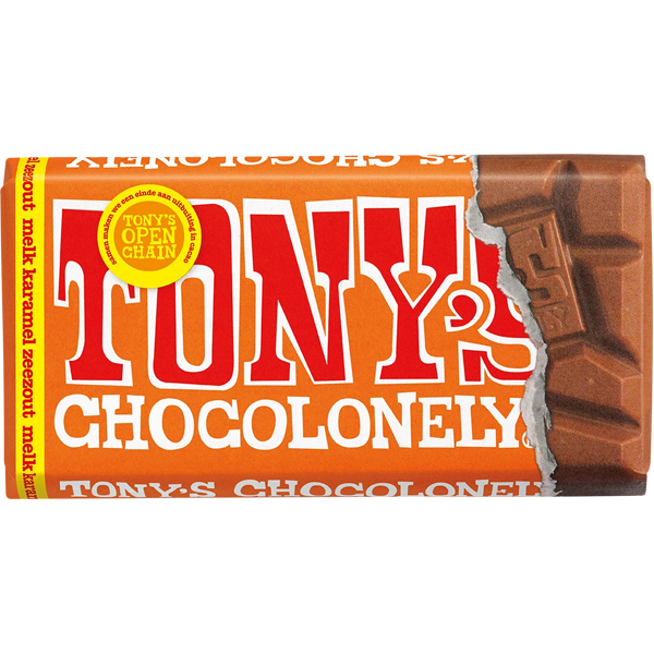 Tony's Chocolonely Melk Karamel Zeezout 90g