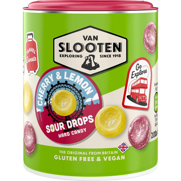 Van Slooten Cherry & Lemon Sour Drops 200g
