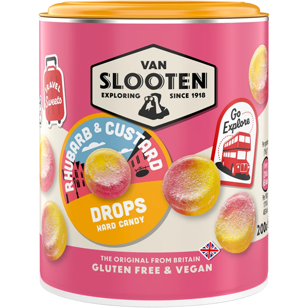 Van Slooten Rhubarb & Custard Drops 200g