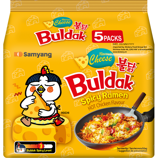 Samyang Buldak Cheese hete kip ramen 5x140g